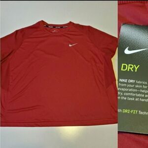 3X NEW NIKE DRI-FIT CREW NECK BRICK RED TECH short sleeve shirt TOP 3 X 3XL NWT